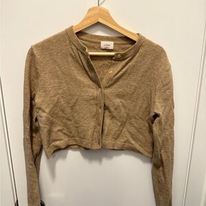 Aritizia Wilfred Cropped Knit Cardigan - Light Brown